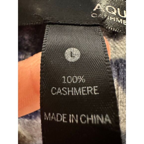 Aqua tie-dye navy and grey crewneck 100% cashmere sweater size Large - Picture 5 of 6